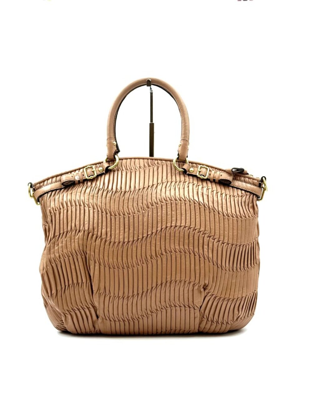 Coach Madison Gathered Leather Sophia Satchel Tan Brown Shoulder Crossbody Bag - Picture 2 of 13